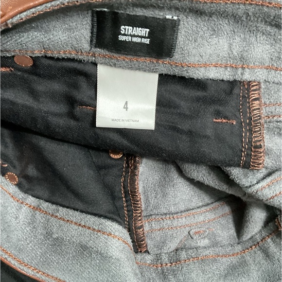 Gorgeous Express Super High Rise Straight Leg Pants With Leather Finish - Picture 6 of 6